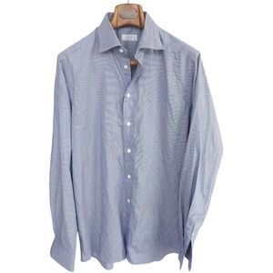 ETON Men's Contemporary Fit Button Down Shirt Navy/White Houndstooth 'York' 16.5